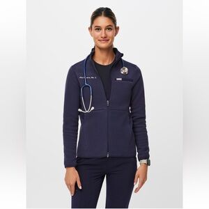 Figs On-Shift Women’s Navy Full-Zip Fleece Jacket
